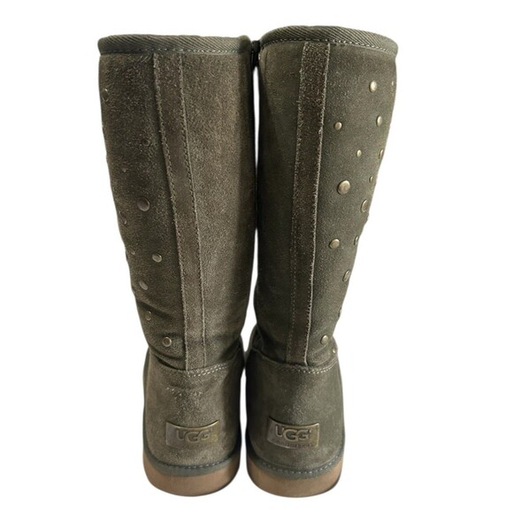 Ugg Rock Star Womens Studded Olive Green Suede Shearling Knee High Boots Sz 8 - Picture 5 of 13